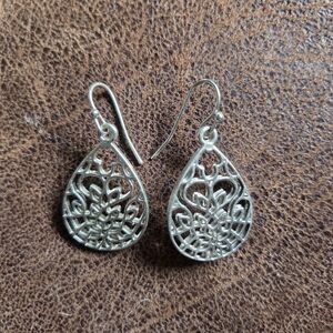 Silver Filigree Teardrop Earrings